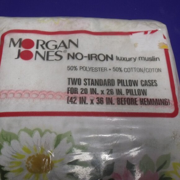 Vintage Morgan Jones Standard Pillowcases Luxury Muslin Daisy Pattern New - Picture 4 of 5